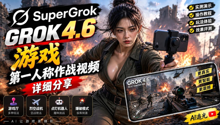 Grok 4.6也能做游戏?第一人称作战视频实测|玩法详细讲解-赛德副业库