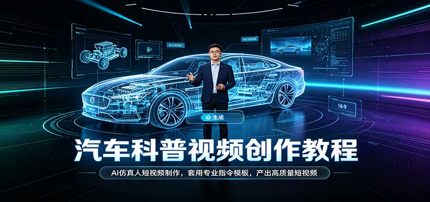 汽车科普视频创作教程:AI仿真人短视频制作,套用专业指令模板,产出高质量短视频-赛德副业库