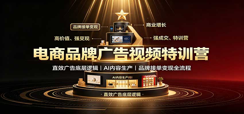 电商品牌广告视频特训:直效广告底层逻辑,AI内容生产,品牌接单变现全流程-赛德副业库