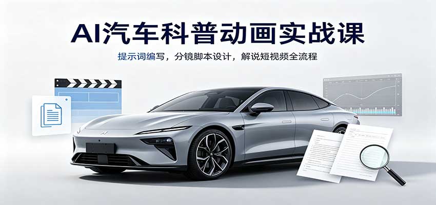 AI汽车科普动画实战课:提示词编写,分镜脚本设计,解说短视频全流程-赛德副业库