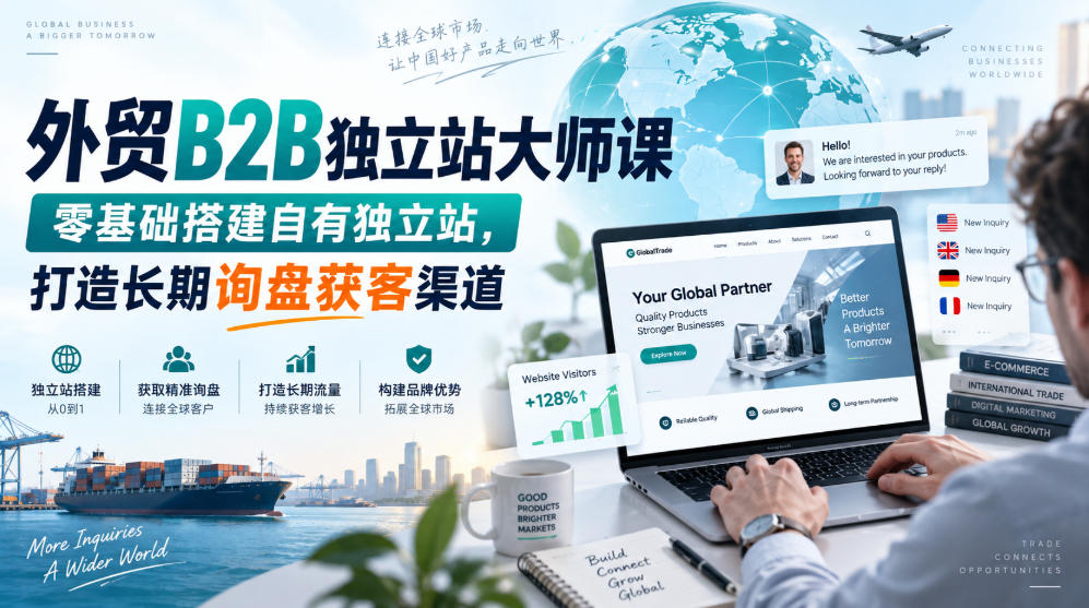 外贸B2B独立站大师课，零基础搭建自有独立站，打造长期询盘获客渠道-赛德副业库