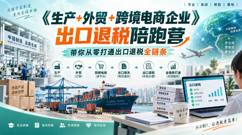 《生产+外贸+跨境电商企业》出口退税陪跑营，带你从零打通出口退税全链条-赛德副业库