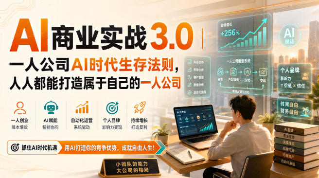 AI商业实战3.0｜一人公司AI时代生存法则，人人都能打造属于自己的一人公司-赛德副业库