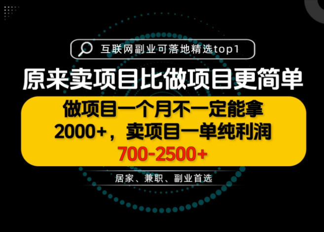 一单利润700-2.5K+,为什么我们要卖项目而不是做项目,我们普通人应该怎样开始?【揭秘】-赛德副业库