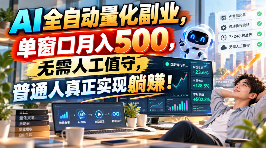 (20826期)AI全自动量化副业,单窗口月入500,无需人工值守,普通人真正实现躺賺!-赛德副业库
