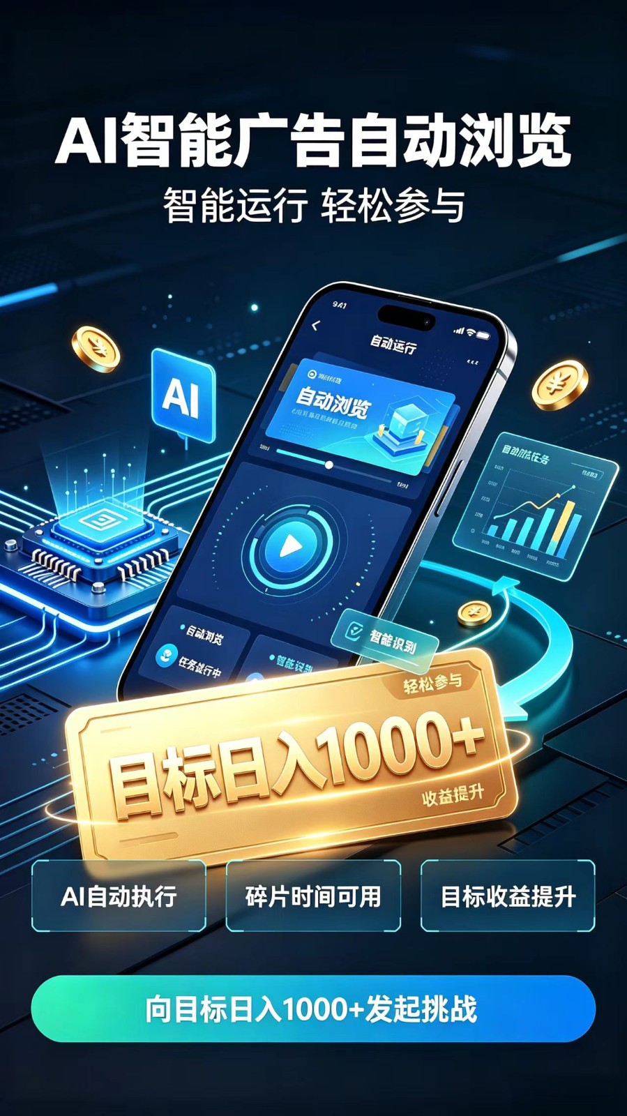 AI智能广告自动浏览项目，轻量操作稳定收益，低门槛自动挂机，闲暇时间轻松赚取收益-赛德副业库