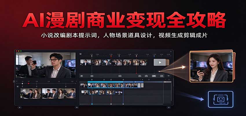 AI漫剧商业变现全攻略：小说改编剧本提示词，人物场景道具设计，视频生成剪辑成片-赛德副业库