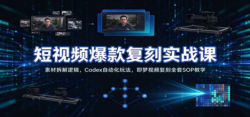 短视频爆款复刻实战课:素材拆解逻辑,Codex自动化玩法,即梦视频复刻全套SOP教学-赛德副业库