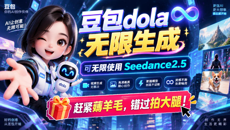 1029最新豆包dola无限生成技术,可以无限生成sseedance2.5,赶紧薅羊毛,和谐拍大腿-赛德副业库