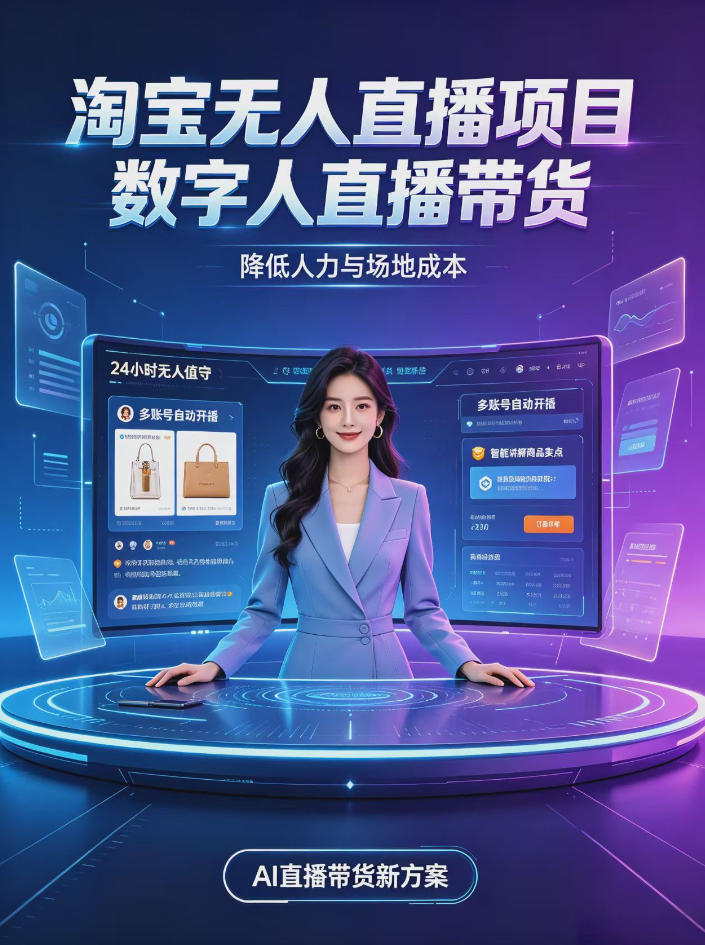 淘宝AI无人直播带货,24小时自动开播低门槛副业,无需真人长时间出镜,持续引流出单【揭秘】-赛德副业库