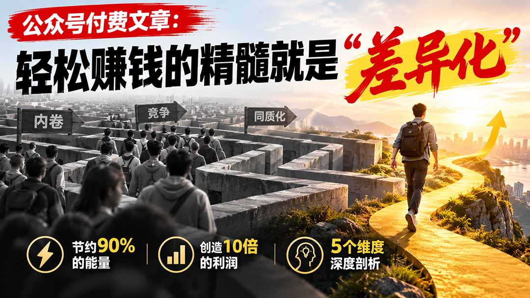 （20779期）公众号付费文章：轻松赚钱的精髓就是“差异化”-赛德副业库