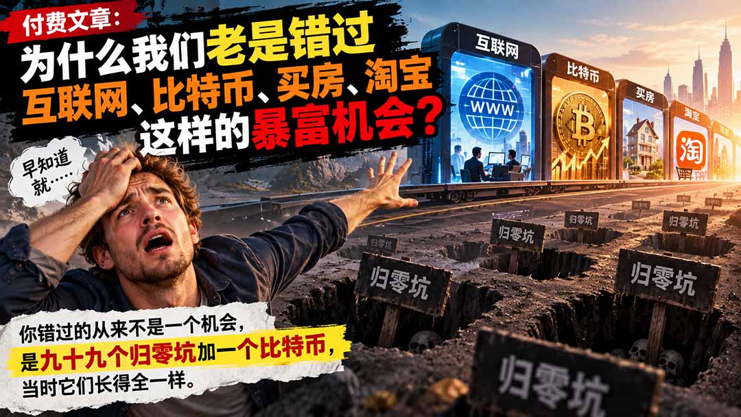 (20834期)付费文章:为什么我们老是错过互联网、比特币、买 房、淘宝这样的暴富机会?-赛德副业库