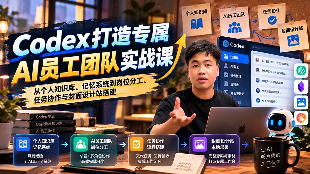 (20916期)【无水印】Codex打造专属AI员工团队实战课:从个人知识库、记忆系统到岗位分工、任务协作与封面设计站搭建-赛德副业库