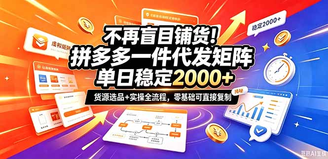（20955期）不再盲目铺货！拼多多一件代发矩阵落地攻略，提供优质货源店铺运营全流程，零基础可直接复制-赛德副业库
