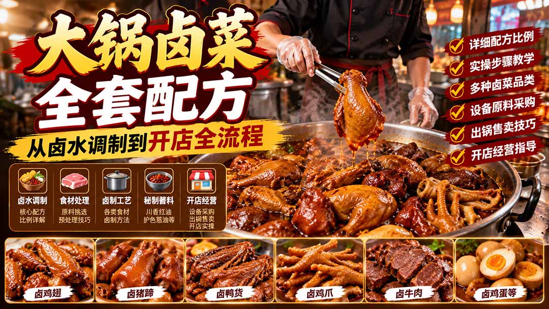 （21232期）大锅卤菜全套配方，从卤水调制到开店全流程，感觉学会了去摆摊也不错-赛德副业库