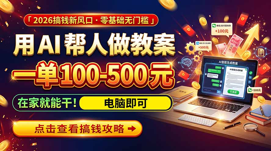 （20859期）AI教育爆火，用AI做单，一单一结，月搞2W+，附免费派单资源+免费工具！-赛德副业库