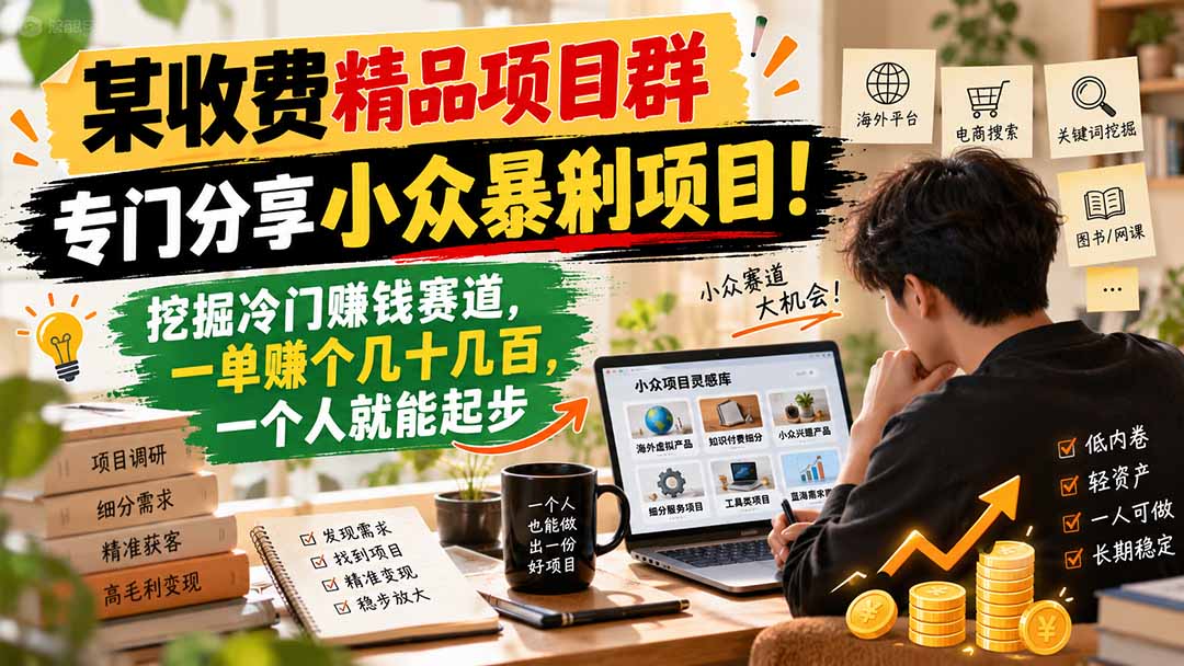 (21185期)某收费精品项目群,专门分享小众暴俐项目!挖掘冷门赚钱赛道,一单赚个几十几百,一个人就能起步-赛德副业库