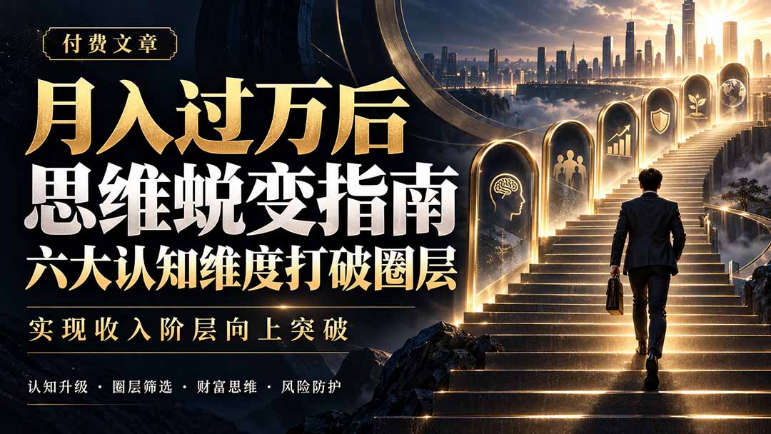 （21210期）付费文章：月入过万后思维蜕变指南，六大认知维度打破圈层，实现收入阶层向上突破-赛德副业库