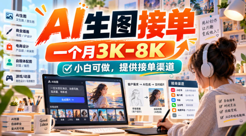 AI生图接单,一个月3K-8K,小白可做,提供接单渠道-赛德副业库