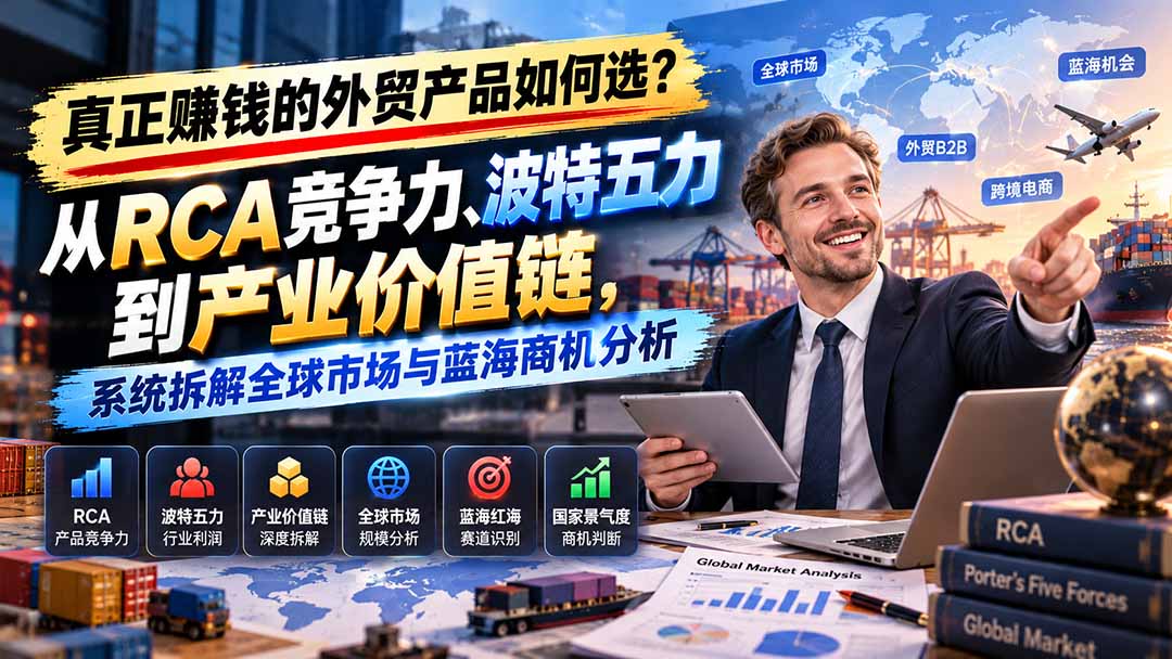 （20932期）真正赚钱的外贸B2B产品如何选？从RCA竞争力、波特五力到产业价值链，系统拆解全球市场与蓝海商机分析-赛德副业库