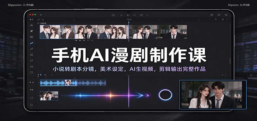 手机AI漫剧制作课：小说转剧本分镜，美术设定，AI生视频，剪辑输出完整作品-赛德副业库