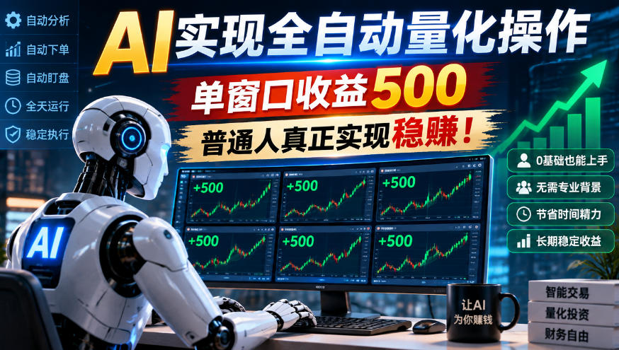 AI实现全自动量化操作，单窗口收益500，普通人真正实现稳賺！【揭秘】-赛德副业库