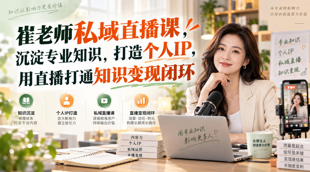 崔老师私域直播课,沉淀专业知识,打造个人IP,用直播打通知识变现闭环-赛德副业库