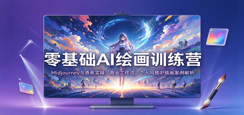 零基础AI绘画训练营:Midjourney与香蕉实操,商业工作流,个人风格IP插画案例解析-赛德副业库