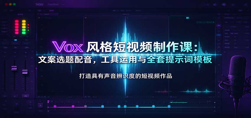 Vox风格短视频制作课:文案选题配音,工具运用与全套提示词模板-赛德副业库