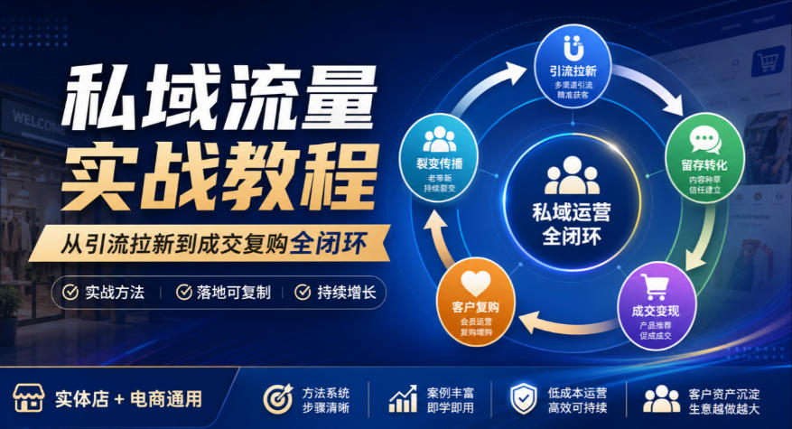 私域流量实战教程,从引流拉新到成交复购全闭环,实体店电商通用-赛德副业库