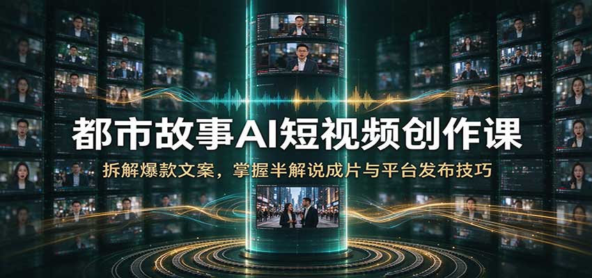 都市故事AI短视频创作课:拆解爆款文案,掌握半解说成片与平台发布技巧-赛德副业库