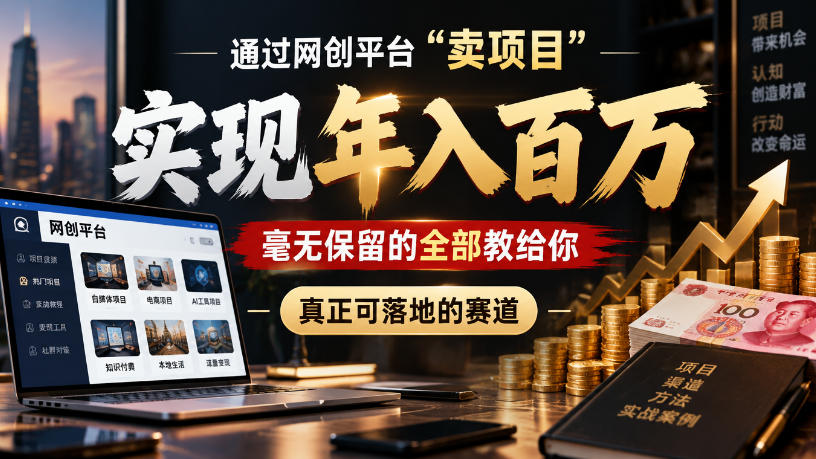 通过网创平台“卖项目”实现年入100w,毫无保留的全部教给你,真正可落地的赛道【揭秘】-赛德副业库
