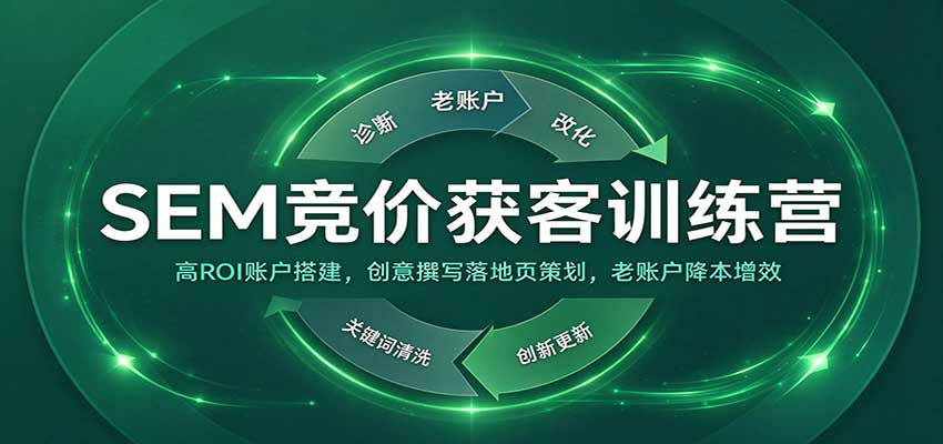 SEM竞价获客训练营:高ROI账户搭建,创意撰写落地页策划,老账户降本增效-赛德副业库