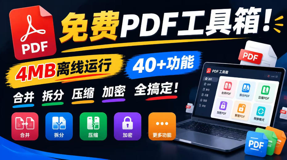 免费PDF工具箱！4MB离线运行，40+功能，合并拆分压缩加密全搞定！-赛德副业库
