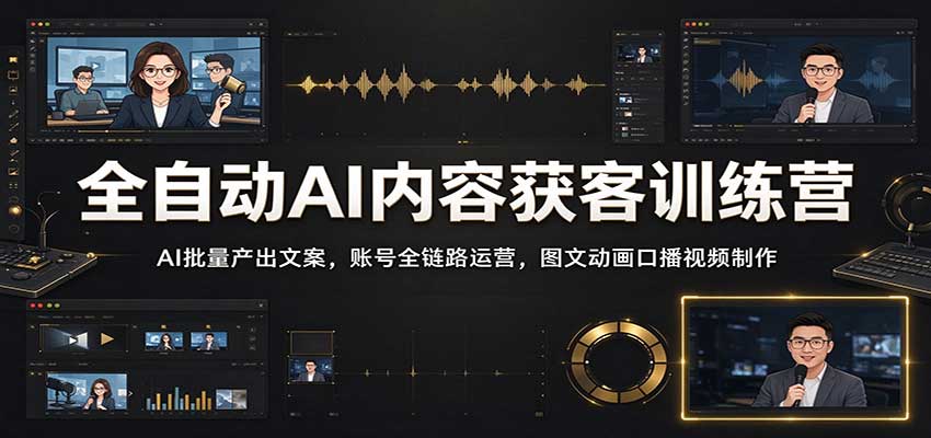 全自动AI内容获客训练营：AI批量产出文案，账号全链路运营，图文动画口播视频制作-赛德副业库