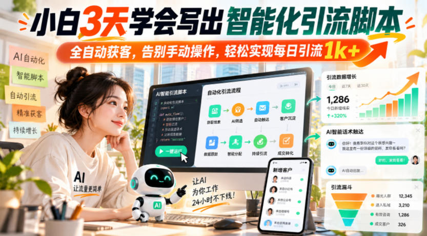 小白3天学会写出智能化引流脚本,全自动获客,告别手动操作,轻松实现每日引流1k+-赛德副业库