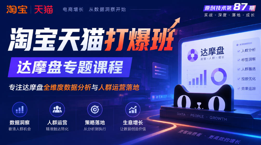 《淘宝天猫打爆班》原创技术第87期，达摩盘专题课程，专注达摩盘全维度数据分析与人群运营落地-赛德副业库