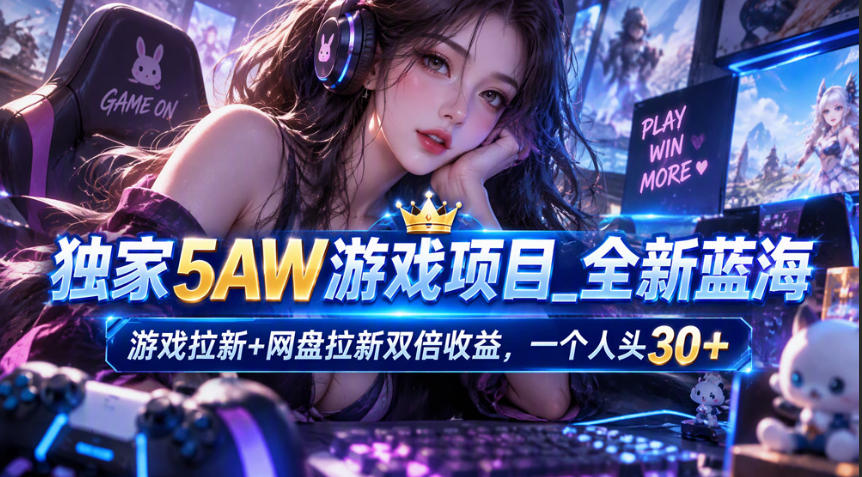 独家5AW游戏蓝海项目_游戏拉新+网盘拉新双倍收益,拉新一个30米-赛德副业库