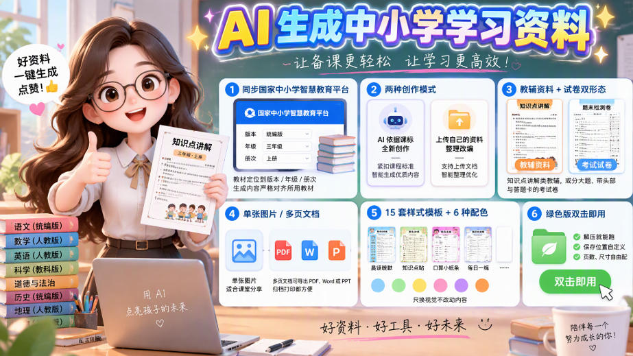 孩子的教辅别再乱买了:同步国家中小学智慧平台,AI一键生成图文教辅和试卷-赛德副业库