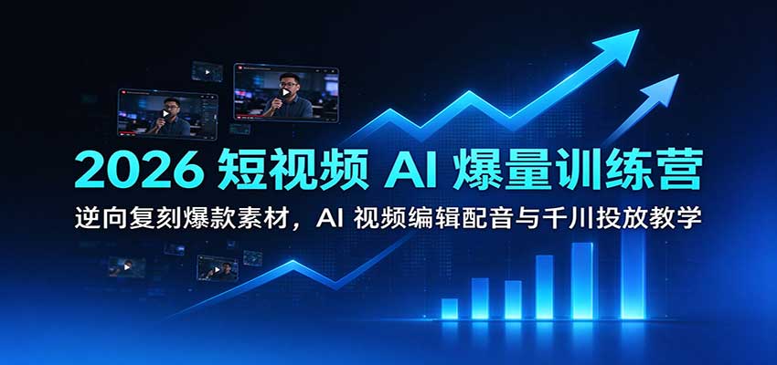 2026短视频AI爆量训练营：逆向复刻爆款素材，AI视频编辑配音与千川投放教学-赛德副业库