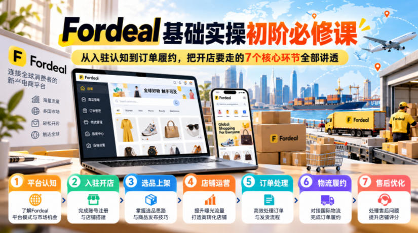 Fordeal基础实操初阶必修课，从入驻认知到订单履约，把开店要走的7个核心环节全部讲透-赛德副业库