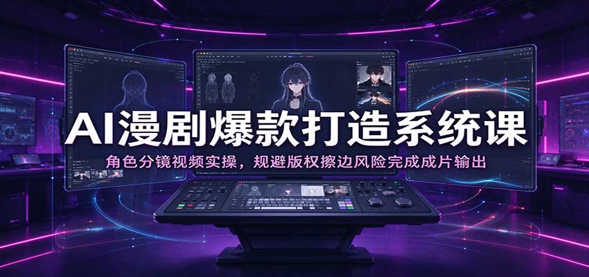 AI漫剧爆款打造系统课:角色分镜视频实操,规避版权擦边风险完成成片输出-赛德副业库