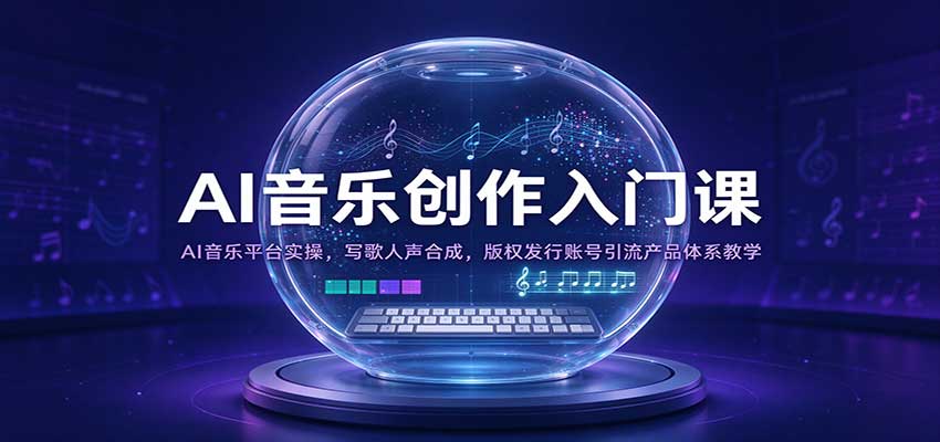 AI音乐创作入门课:AI音乐平台实操,写歌人声合成,版权发行账号引流产品体系教学-赛德副业库