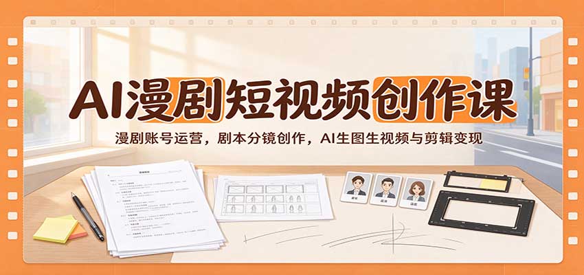 AI漫剧短视频创作课:漫剧账号运营,剧本分镜创作,AI生图生视频与剪辑变现-赛德副业库