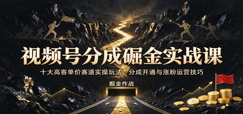 视频号分成掘金实战课:十大高客单价赛道实操玩法,分成开通与涨粉运营技巧-赛德副业库
