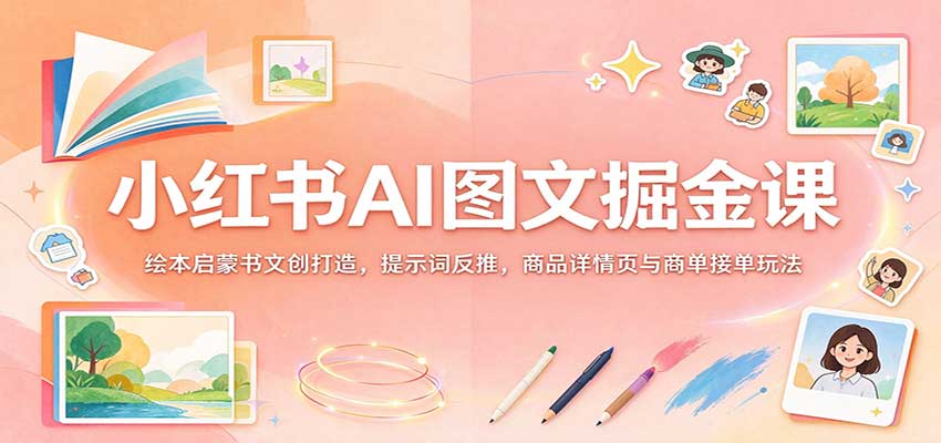 小红书AI图文掘金课：绘本启蒙书文创打造，提示词反推，商品详情页与商单接单玩法-赛德副业库