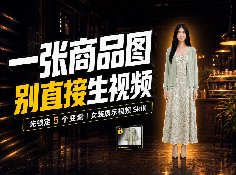 女装AI视频总翻车？问题不在提示词，女装展示视频Skill先锁定5个变量！-赛德副业库