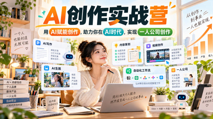 AI创作实战营，用AI赋能创作，助力你在AI时代，实现一人公司创作-赛德副业库