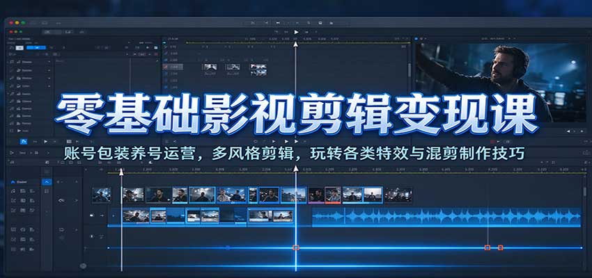 零基础影视剪辑变现课:账号包装养号运营,多风格剪辑,玩转各类特效与混剪制作技巧-赛德副业库