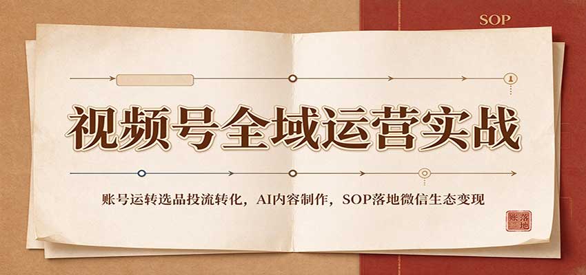视频号全域运营实战:账号运转选品投流转化,AI内容制作,SOP落地微信生态变现-赛德副业库